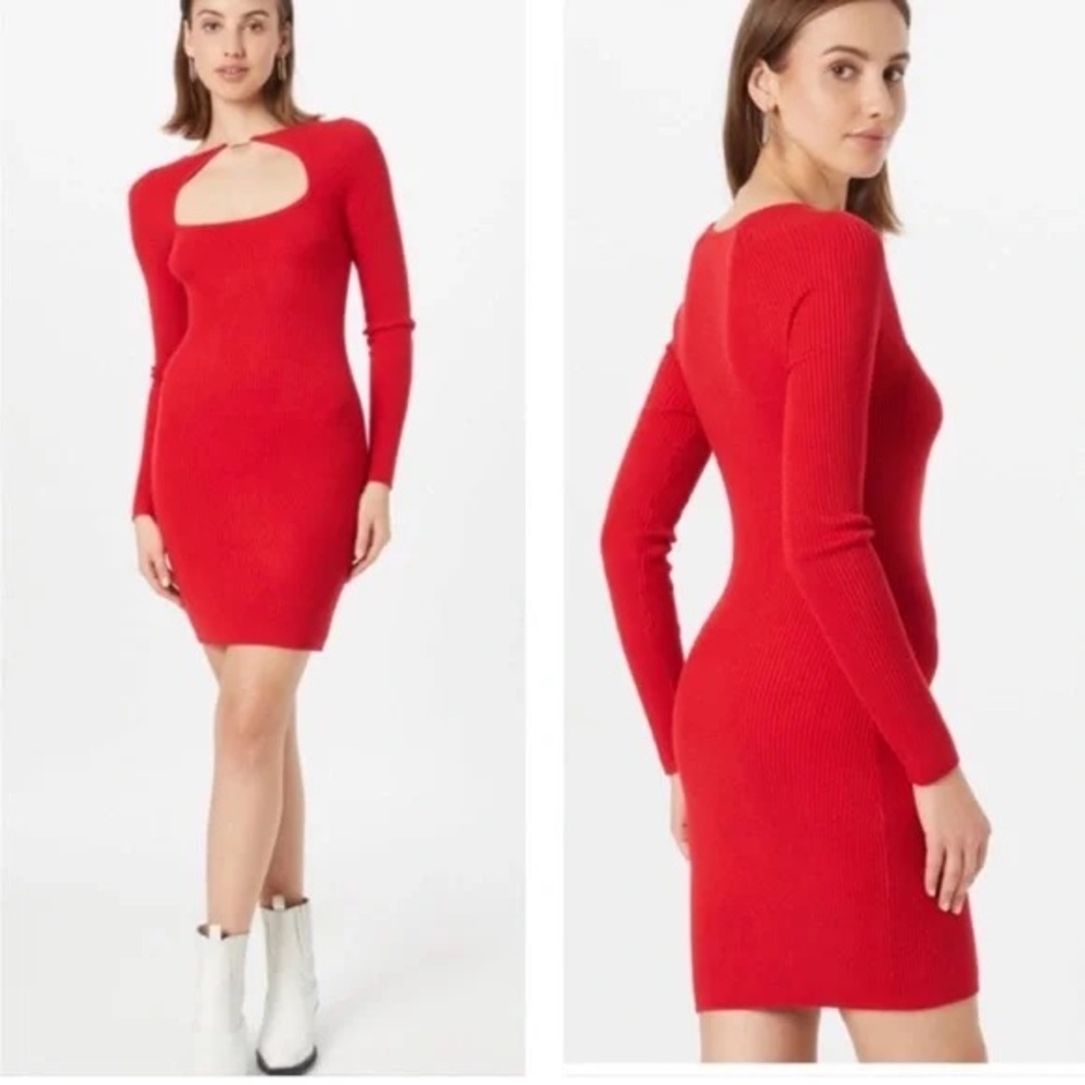 Abercrombie red body con sweater dress with keyhole neck detail size S